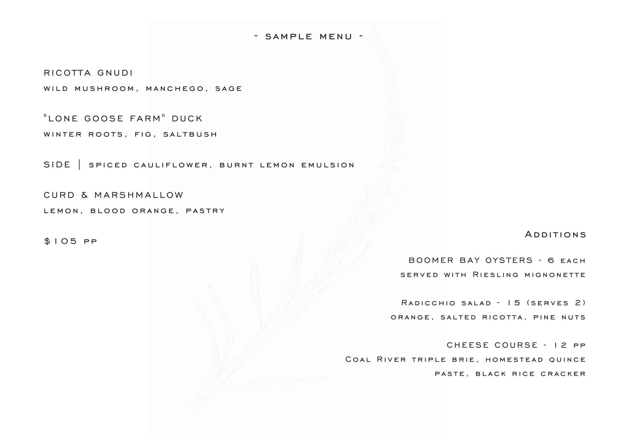 Dinner Menus Piermont