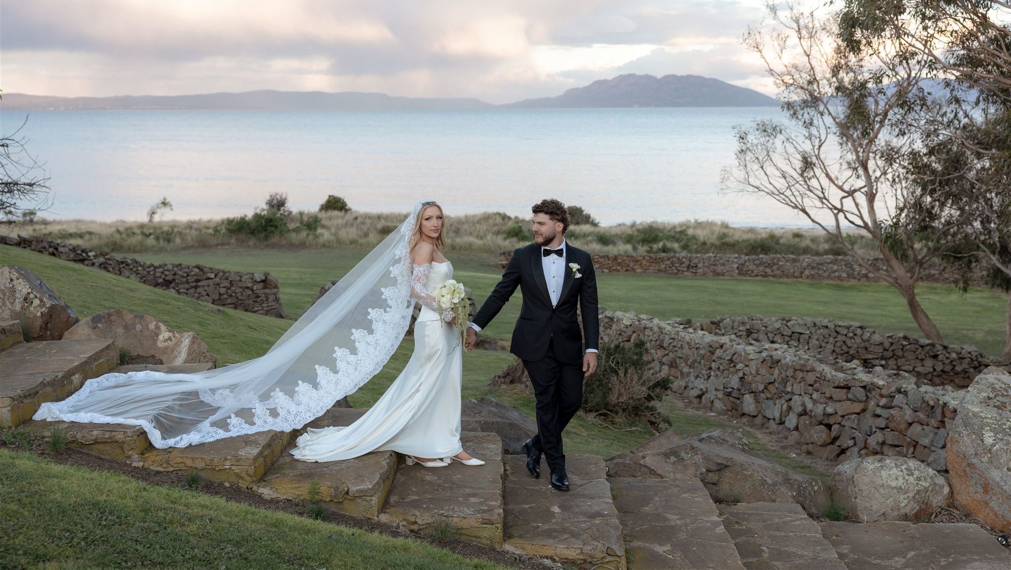 Bride and groom at Piermont