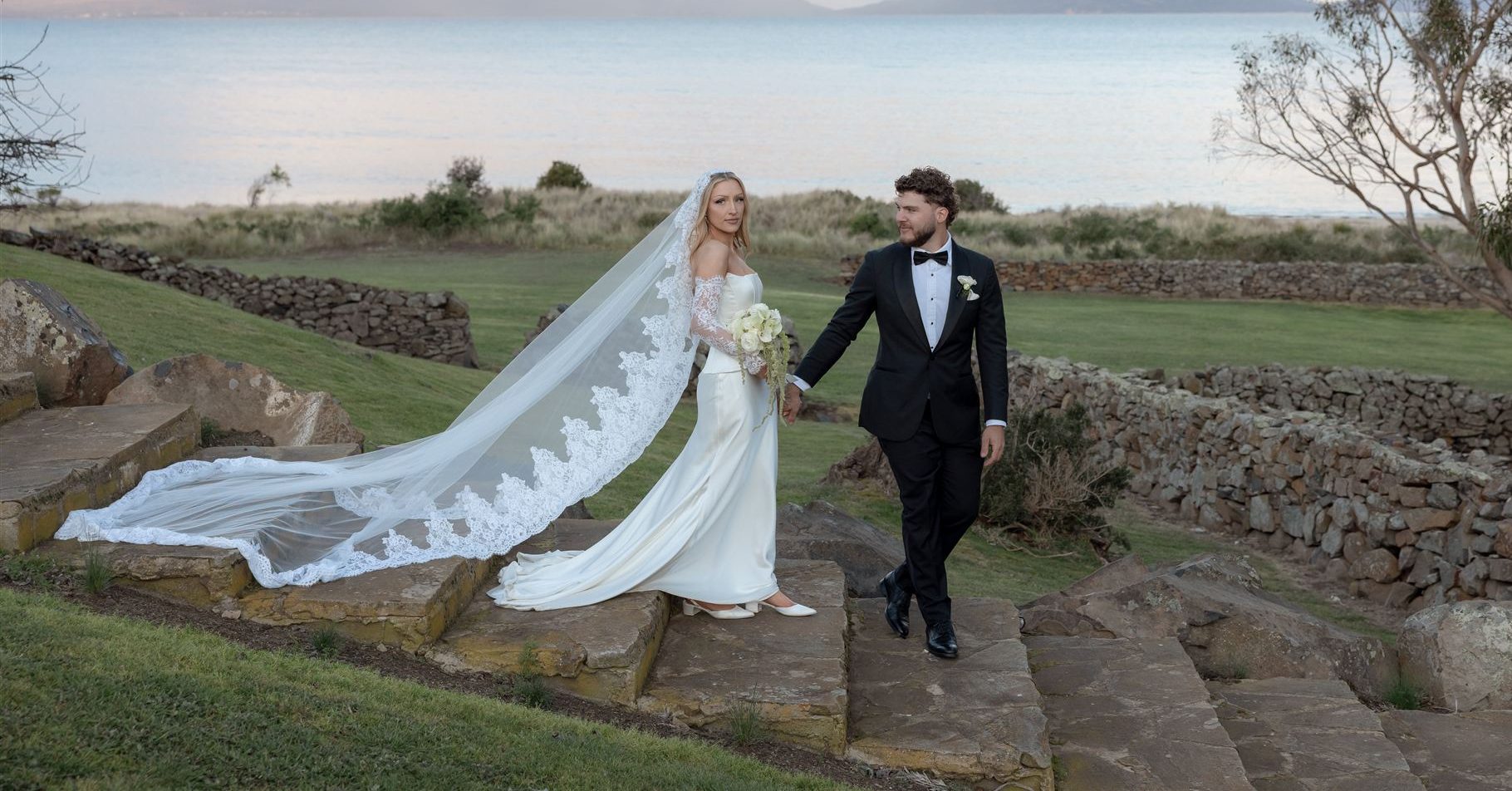 Bride and groom at Piermont